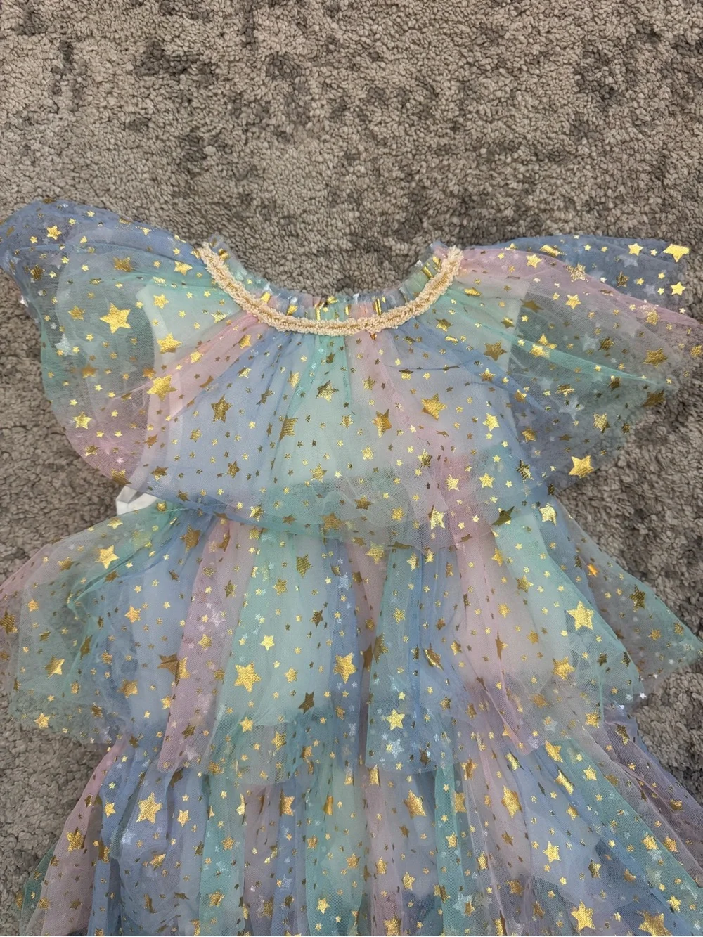 Lola + The Boys Pastel Gold Star Tulle Dress Girls 4/5T